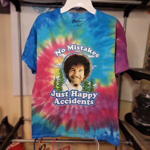Bob Ross Tee Tie Dye No Mistakes Graphic - Size Small